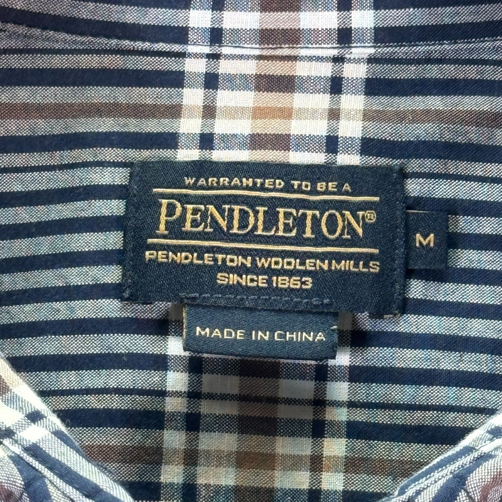 Pendleton Button Down Top Women Medium Blue Plaid… - image 5